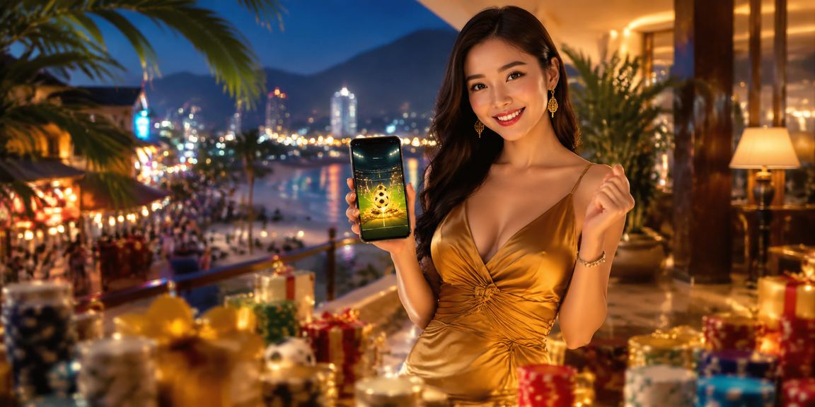 Đêm chợ Nha Trang – người dùng thử game mới trên điện thoại dưới ánh đèn sôi động